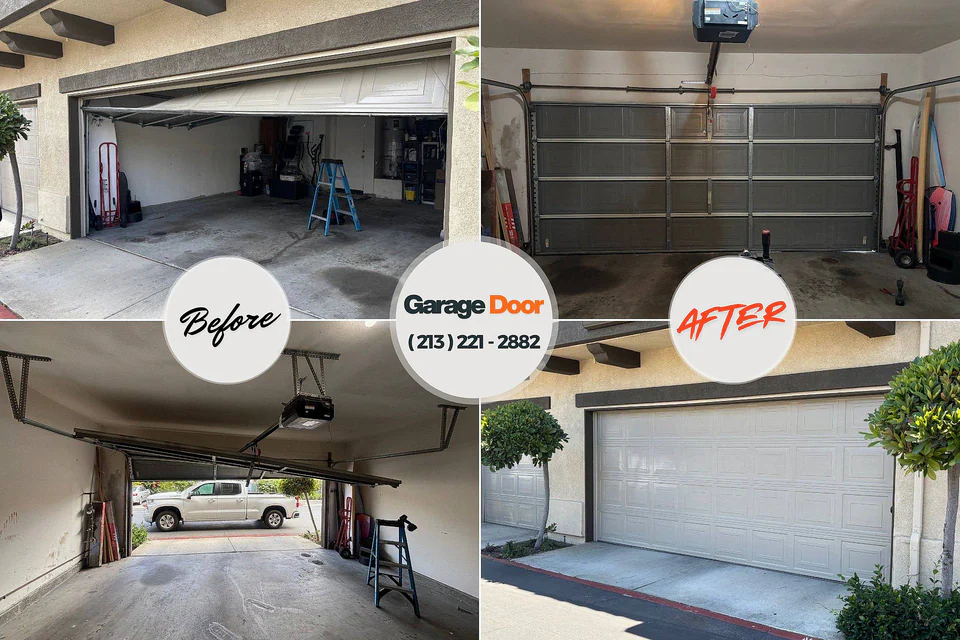 Before and after: garage door repair Hamilton Square, NJ